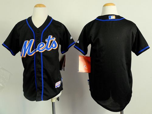 Mets Blank Black Cool Base Stitched Youth MLB Jersey - Click Image to Close